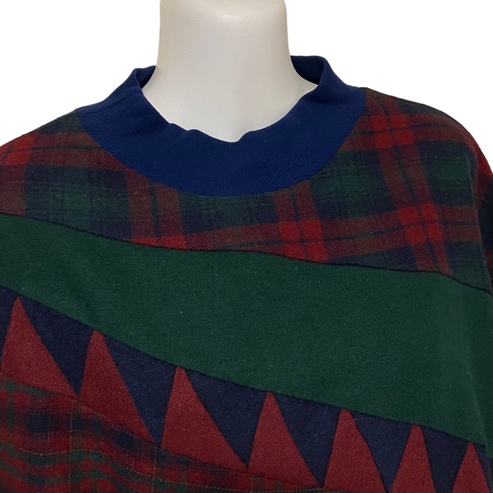Vintage Plaid Patchwork Pullover - image 4